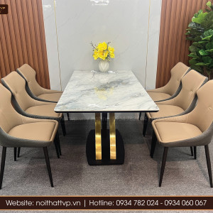 Bộ bàn ăn 6 ghế mặt Ceramic chân Inox TVP-G96