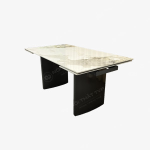 Bộ bàn ăn thông minh kéo dài 1m6 - 2m4 mặt ceramic và 10 ghế ăn bọc dạ mã TVP-125