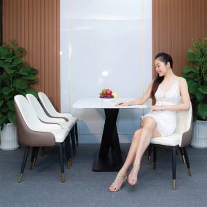 Bộ bàn ăn mặt đá cẩm thạch 6 ghế cổ điển Otomo cổ điển