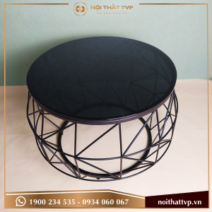 Bàn sofa mặt đá dạng tròn chân đen TVP-BTĐĐ-BT10