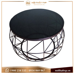 Bàn sofa mặt đá dạng tròn chân đen TVP-BTĐĐ-BT10