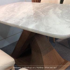 Bộ bàn ăn mặt đá cẩm thạch chân gỗ  TVP-GT1
