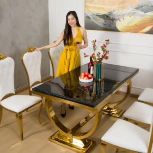 Combo bàn ghế ăn luxury TVP LU05 - [ SALE NOEL 41% ]