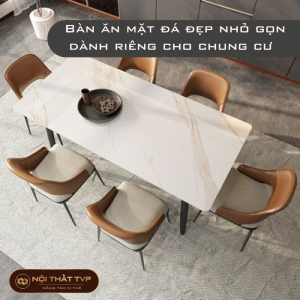 Bàn ăn mặt đá đẹp nhỏ gọn dành riêng cho chung cư