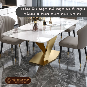 Bàn ăn mặt đá đẹp nhỏ gọn dành riêng cho chung cư